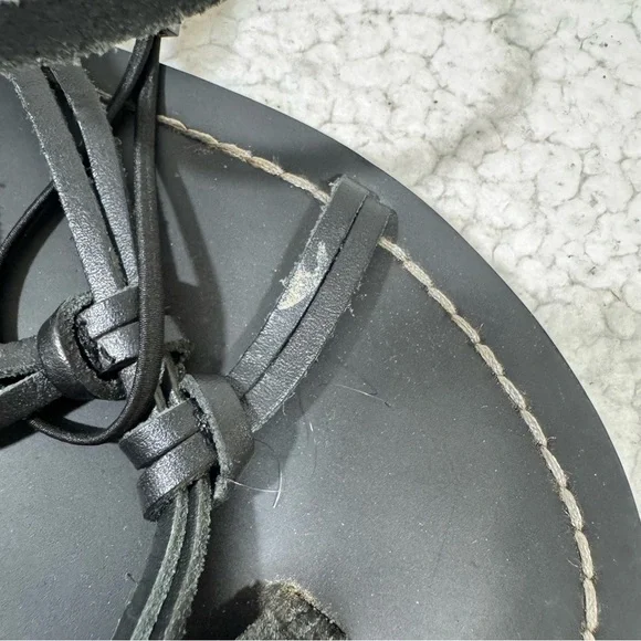 Zara Black Lace Up Braided Strappy Gladiator Sandals Women's 36 US Sz 5.5 Shoes - Picture 3 of 5